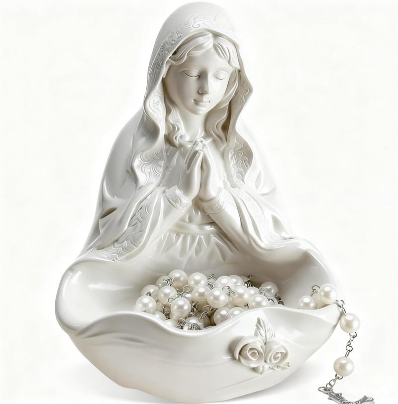 Lineshading Our Lady of Grace Statue Virgin Mary Keepsake Rosary Holder, 5" Blessed Mother Statues, Resin Relic, Catholic Gifts for Women Religious Home Decor (Novelty) - Image 1